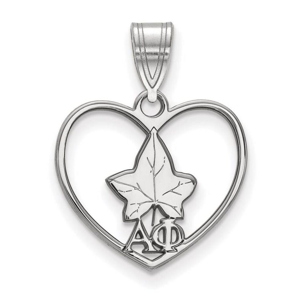 Sterling Silver Alpha Phi Heart Pendant